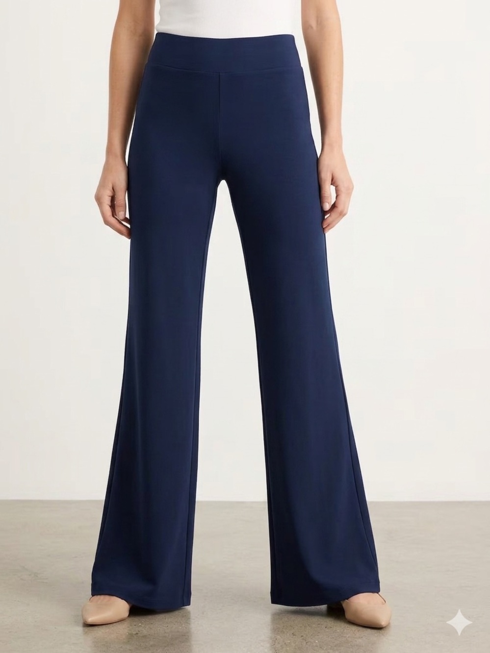 CAbi Wide-Leg Pull-On Trousers – Navy Blue